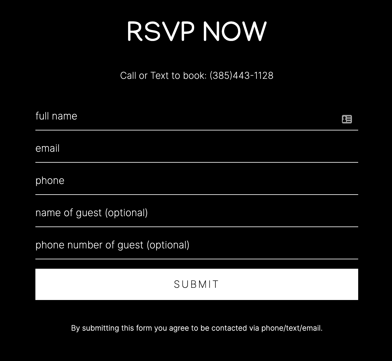 Example of a RSVP form
