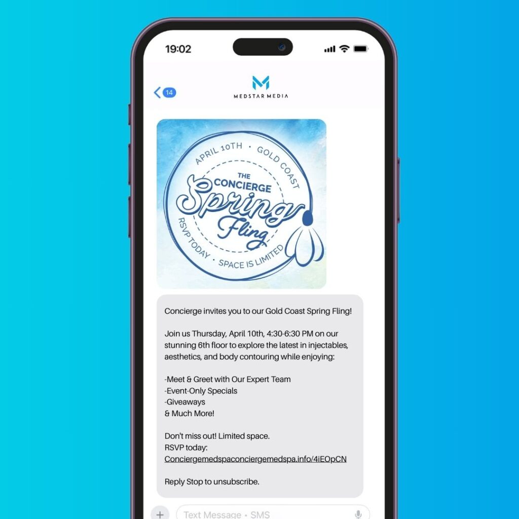 A photo of an SMS marketing message.