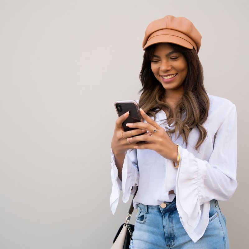 a woman using their phone
